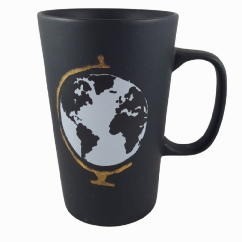 STARBUCKS Dot Mug World Globe on Matte Black 2015 (16 Fl. oz)